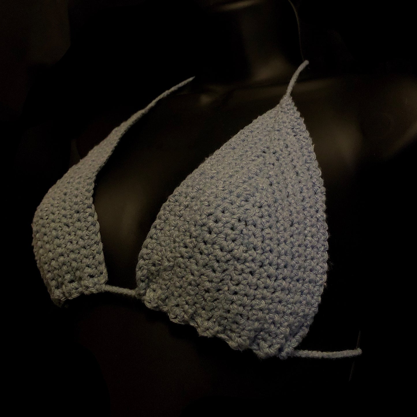 Light denim blue crochet bikini top
