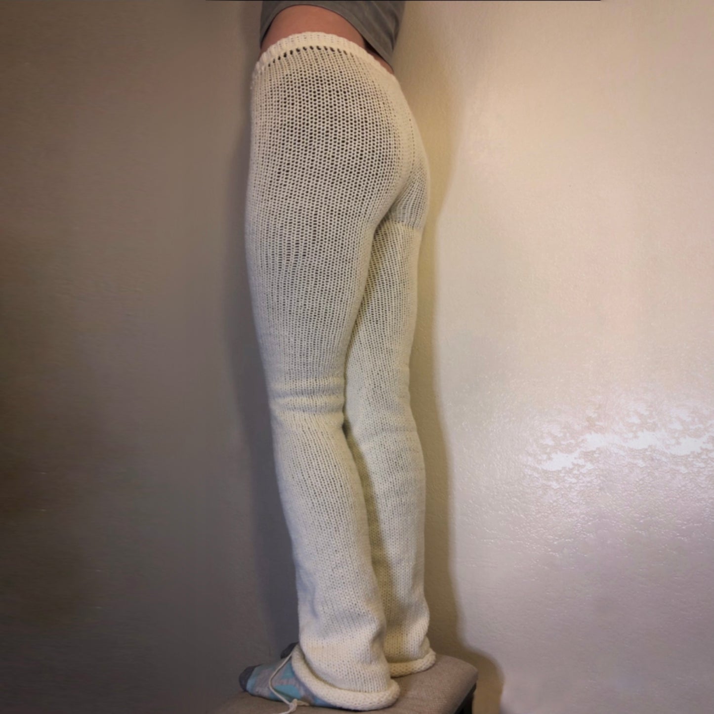 Cream colored knit pants
